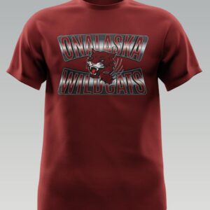 Maroon t-shirt with a dynamic motocross graphic and bold text.