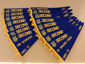 Blue FFA second-place award pennants