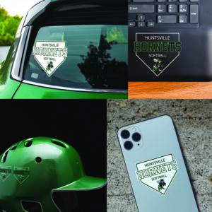 Lady Hornet Softball Decal – Clear or White Vinyl | 6", 3", 1.5" Sizes